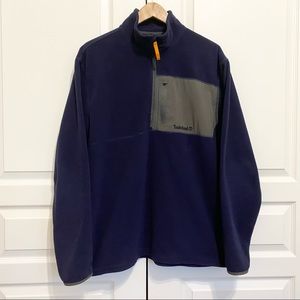 Timberland 1/4 Zip Micro Fleece Jacket Pullover Hiking Shirt Blue Mens XL